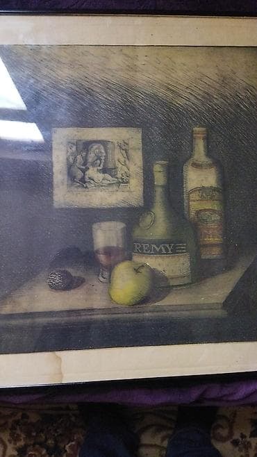 Искусство и коллекционирование: Rəsm əsəri – natürmort (çərçivəli, şüşəli) Təsvir: - Natürmort — 2