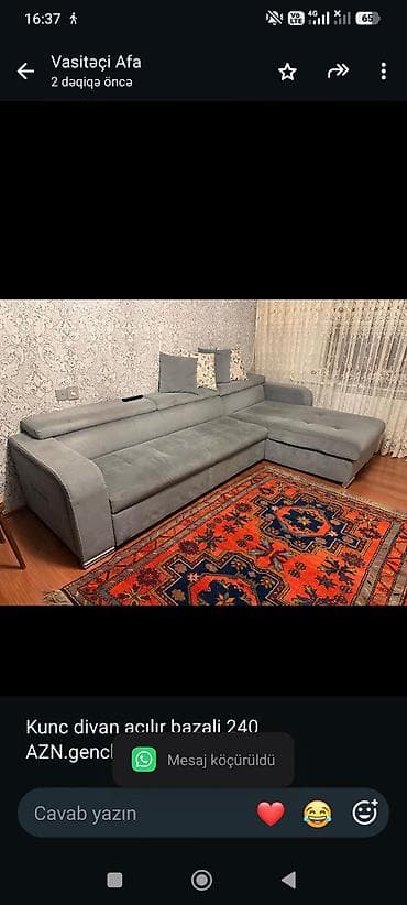 Kunc divan açılır bazali 240 AZN.genclik*AFA 0806