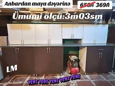 masa metbext: Mətbəx mebellərinin sifarişlə hazırlanması - Ümumi ölçü: 3 m 03 sm - — 2