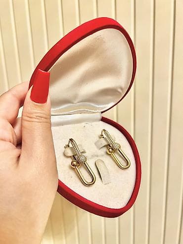 qızıl sırqalar: Dəstə daxildir: Sırğa, Tiffany, Sarı qızıl, 585 Əyar, 8 g — 1