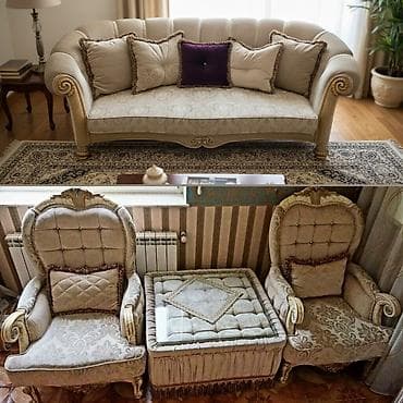 Divan kreslo dəsti satılır 460₼. Çatlaq boya model mebeldən — 1
