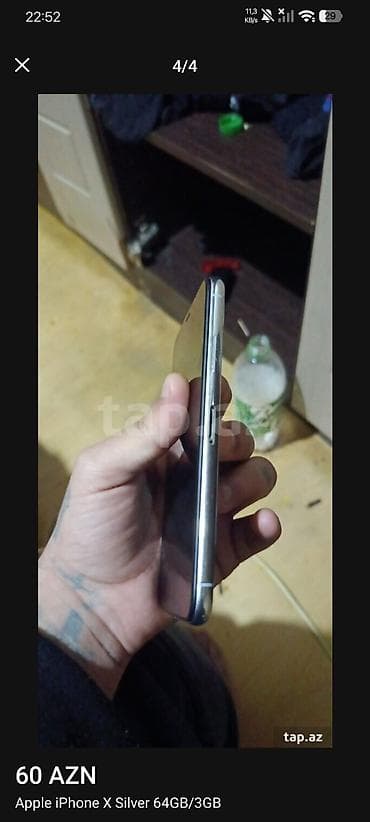 IPhone X, 64 GB, Gümüşü, Qırıq