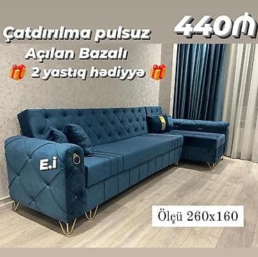 Дом и сад: Künc divan – açılan, bazalı model - Ölçü: 260 x 160 sm - Rəng: dərin — 1