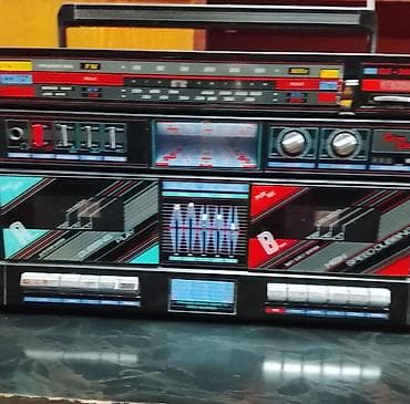 muzikalni sentr: Köhnə tip “boombox” musiqi mərkəzi – radio + iki kaset maqnitofonu + — 7