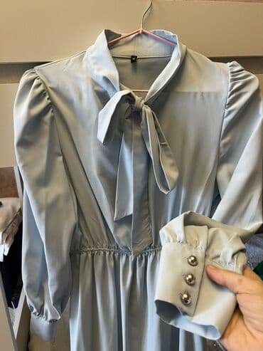 qiz ucun toy donlari: Məhsul: Açıq mavi rəngdə uzun don - Stil: Klassik və zərif siluet — 2