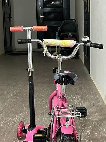 velosiped barter: Uşaq velosipedi və skuter dəsti - Rəng: çəhrayı - Velosiped: 12 düym — 4