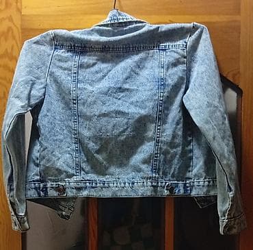 cins jaket: Mavi cins gödəkçə – L ölçü - Klassik denim dizaynı, turş yuyulma — 2