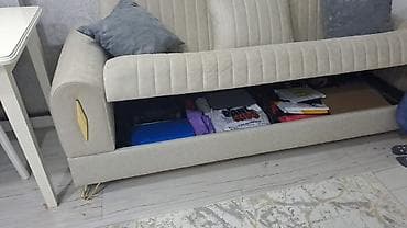 stulla: Qonaq otağı üçün çevrilə bilən divan - Rəng: açıq bej - Material — 4