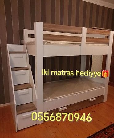 yatag mebelleri: Oğlan və qız üçün, Yeni, Çarpayı, Matras ilə, Siyirməli, Laminat — 4