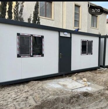 anbar üçün konteyner: Konteyner tipli, iki pəncərəli və qapılı modul bina. Ağ divarları və — 8