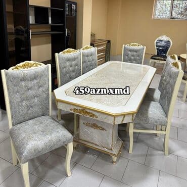 oturacağı: Qonaq otağı üçün, Yeni, Açılmayan, Dördbucaq masa, 6 stul — 1