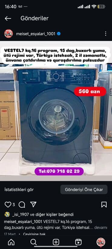 samsung a30 qiymeti kontakt home: Paltaryuyan maşın LG, 7 kq, Avtomat, Qurutmasız, Kredit yoxdur — 5