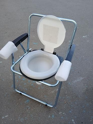 Xəstələr üçün unitazlar: Daşınan tualet stulu (komod stul) - Qatlanan metal karkas: yüngül və — 8