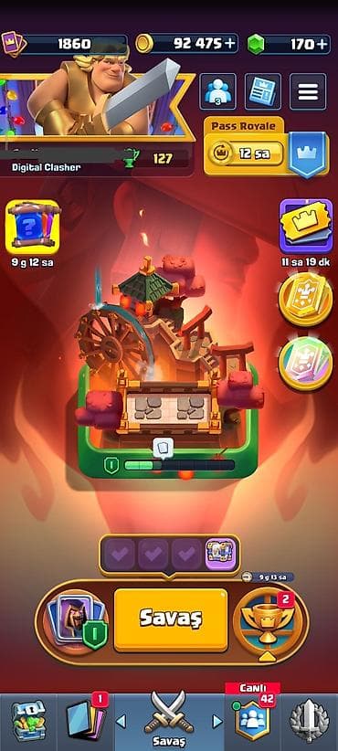 clash royale: Clash Royale hesabı - Kral səviyyəsi: 16 (Maksimum) - Trofey: 1860 — 2