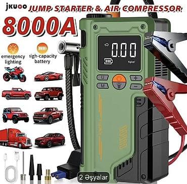 kompressor teh: JKUOO Jump Starter & Air Compressor – çoxfunksiyalı avtomobil — 2