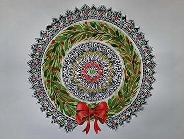 divar saat: Əl işi qrafika və illüstrasiya rəsmləri (mandala və naxışlı — 10