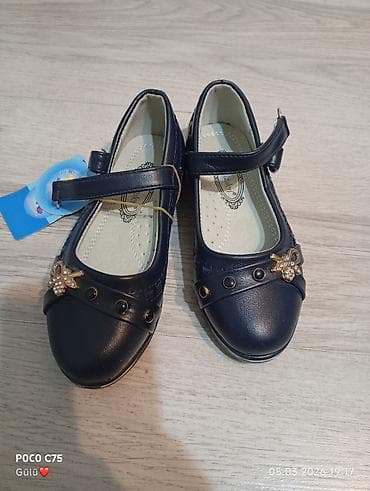 Qız uşaqları üçün zərif baletka tipli ayaqqabı - Rəng: tünd göy - Üst