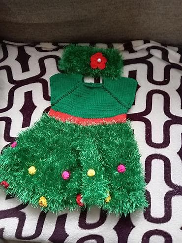 Bayram kostyumları: Uşaq üçün əl işi toxunma paltar dəsti - Parlaq yaşıl rəng tonlarında — 1