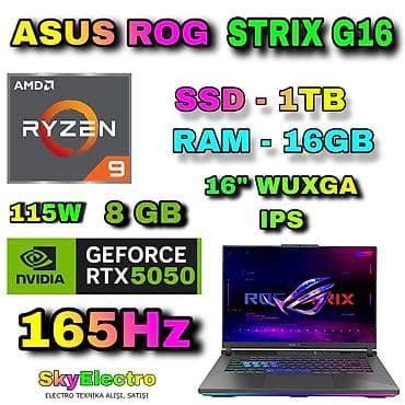 Elektronika: Yeni ASUS ROG, 16 ", AMD Ryzen 9, 1 TB, Pulsuz çatdırılma, Ödənişli çatdırılma, Rayonlara çatdırılma — 1