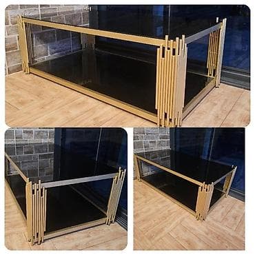 stol ayaqlari: Düz TV altlığı, Polkalı, Şüşəli — 1