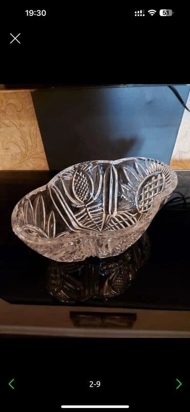 вазы для фруктов и конфет: Şüşə/kristal dekorativ meyvə qabı - Material: qalın şüşə/kristal - — 4