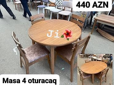 Mətbəx üçün, Açılan, Yumru masa, 4 stul