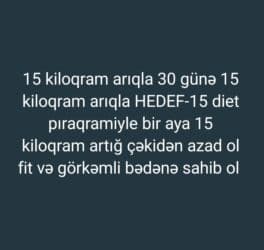 Kosmetologiya: HEDEF-15 diet proqramı “HEDEF-15” – 30 günə 15 — 3
