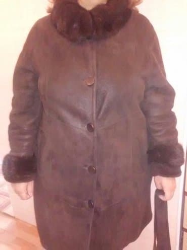 женское пальто с мехом: Dublyonka tebii(chox az geyilib), boynu ve qollari norka (razmer 54) — 2
