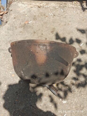 qoz bişiren: İşlənmiş, Aş qazanı, rəng - Boz, Çuqun, 30 sm, SSRİ — 1