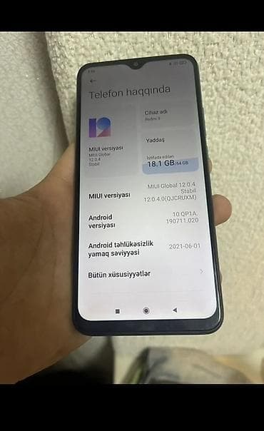 nicala: Redmi 9, 64 GB, rəng - Mavi, Barmaq izi — 9