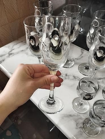 Qədəhlər, rəng - Ağ, Şüşə, 12 ədədli dəst