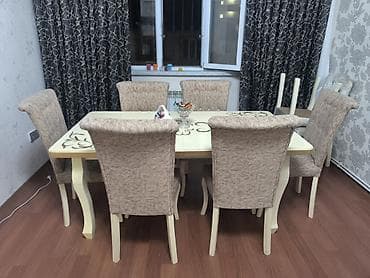 stulla: Qonaq otağı üçün, Açılmayan, Dördbucaq masa, 6 stul — 2