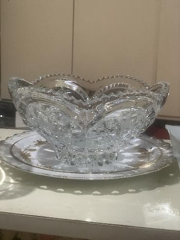 çaynı servis: Zərif naxışlı şüşə/biçimli kristal qab dəsti - Üst hissəsi dalğalı — 3