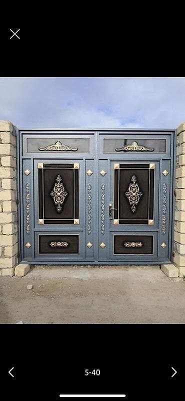 dəmir boçka: Dəmir Həyət darvazası, Yana açılan, Mexaniki, Qapı ilə, rəng - Qara — 9