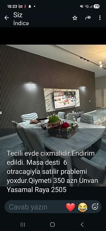 tap.az saatli: Masa dəsti – 6 oturacaqla birlikdə. - Rəng: boz tonlarda - Dizayn — 1