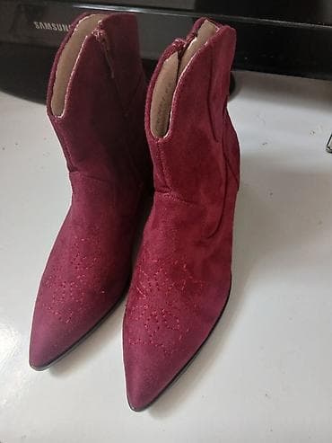 parasut salvar: Qadın üçün qısa çəkmə – bordo rəng 65 razmer - Material: süet — 2