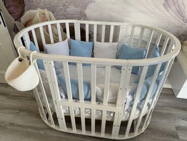 uşaqlar üçün isveç divarları: Для девочки и мальчика, Б/у, Овальная, Колыбель, С бортиками, С матрасом, Без механизма качания — 3