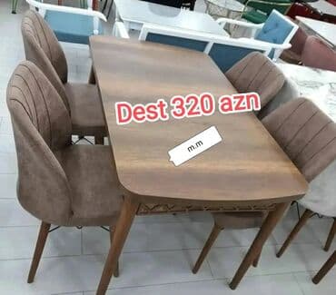 stul ev ucun: Qonaq otağı üçün, Yeni, Açılan, Dördbucaq masa, 4 stul — 29