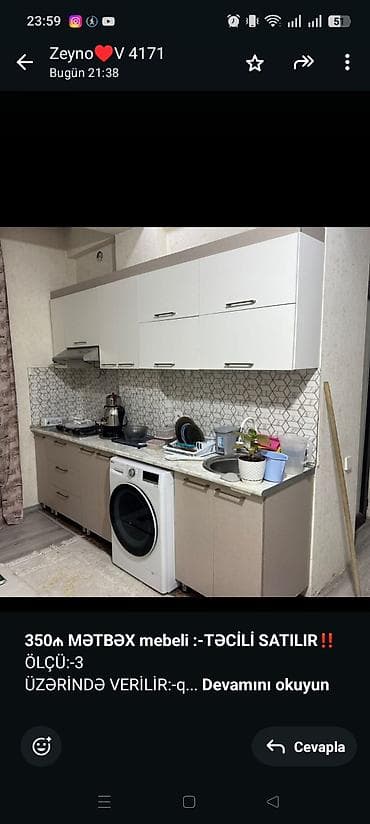 *350₼ MƏTBƏX mebeli :-TƏCİLİ SATILIR*‼️ ÖLÇÜ:-3 ÜZƏRİNDƏ VERİLİR:-qaz — 1