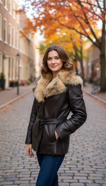 женские зимние дубленки: Пальто, M, цвет - Черный — 2