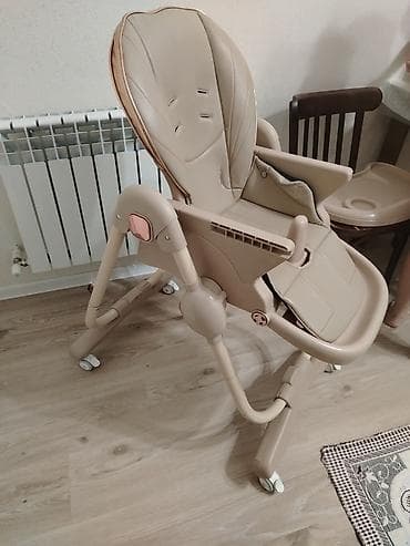 uşaqlar ucun saatlar: Uşaq yemək stulu – çoxfunksiyalı, qatlanan model - Rəng: bej/qızılı — 5