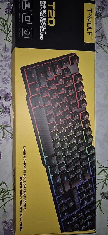 notbuk ucuz: T-WOLF T20 Rainbow Backlit Gaming Keyboard - Tam ölçülü klaviatura — 3