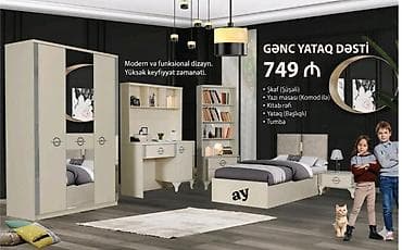mebel bar: Gənc yataq dəsti – modern və funksional dizayn, yüksək keyfiyyət — 1