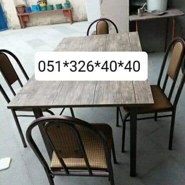 Masa və oturacaq dəstləri: Qonaq otağı üçün, Yeni, Açılan, Dördbucaq masa, 8 stul — 9