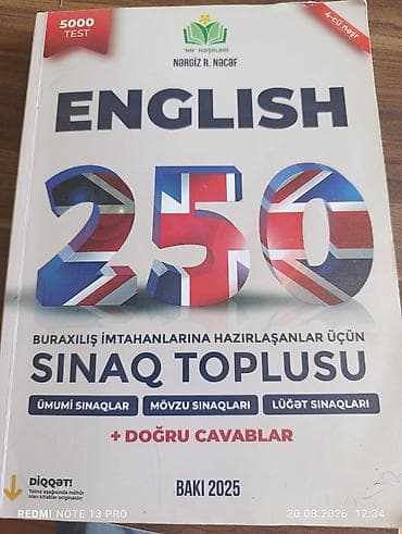 Nərgiz Nəcəf İngilis dili 250 sınaq toplusu 4cü nəşr (2 ci əl )
