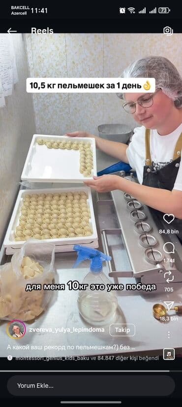 yarı tikli: Yarim fabrikat uçun duşbərə gurcu xinğal və dolmalar sirniki kotlet və — 2