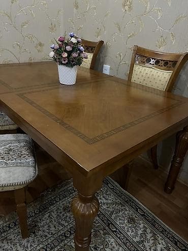 komputer masalari: Qonaq otağı üçün, Açılmayan, Dördbucaq masa, 4 stul — 3