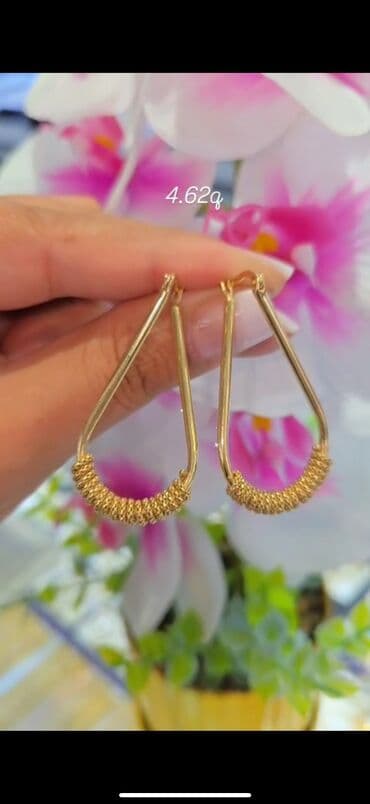 qas sirqalar: Sırğa, Sarı qızıl, 585 Əyar, 123 g, Ödənişli çatdırılma, Ünvandan götürmə — 14