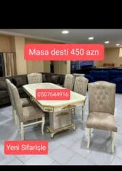 диван для прихожей банкетка в прихожую: Qonaq otağı üçün, Yeni, Açılmayan, Dördbucaq masa, 6 stul — 6