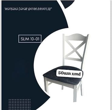 kuxna bari: Mətbəx üçün, Yeni, Qatlanmayan, rəng - Ağ Stul — 1